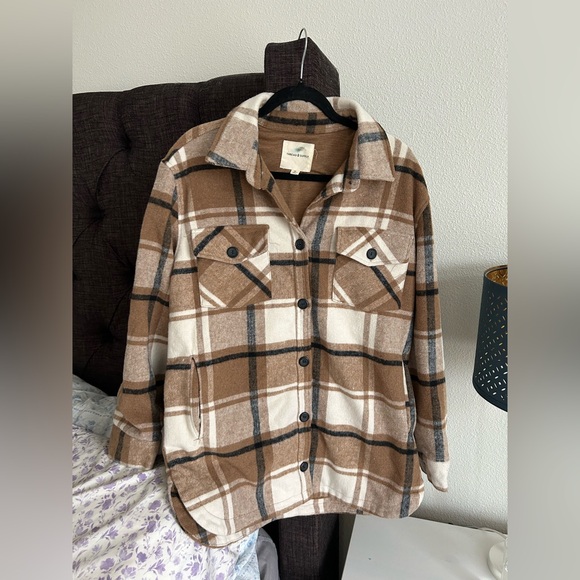 Thread & Supply Brown Plaid Shirt Jacket - Picture 1 of 3